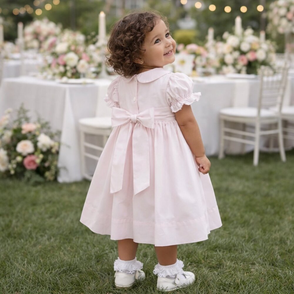 Strasburg Dress Smocked Pink Embroidery Spring Portraits Special Occasion